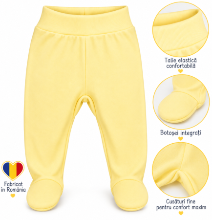 Pantaloni de casa - Pantaloni,Cu botosei,Cu banda de bumbac,galben
