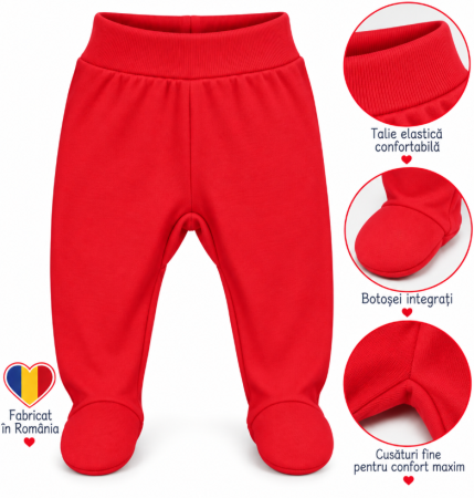 Pantaloni de casa - Pantaloni,Cu botosei,Cu banda de bumbac,rosu