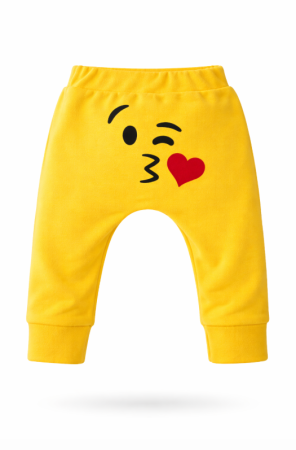 Pantaloni de casa - Pantaloni cu Imprimeu Emoji Zâmbitor, Bebe iubitor