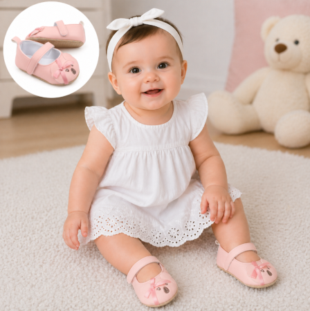 Incaltaminte pt primii pasi - Pantofiori Ursulina, roz, cu talpa antiderapanta