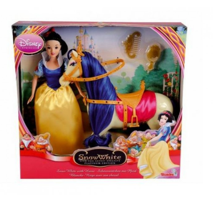 Papusi, plusuri, zane si figurine - Papusa Alba ca zapada,cu calut