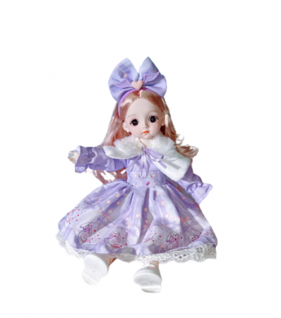 Papusi, plusuri, zane si figurine - Papusa, cu articulatii mobile, Fashion Doll, mov elegant