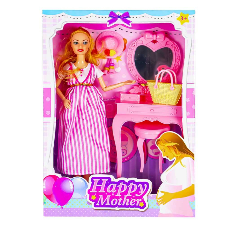 Papusi, plusuri, zane si figurine - Papusa Gravida + Masuta Machiaj,23 cm