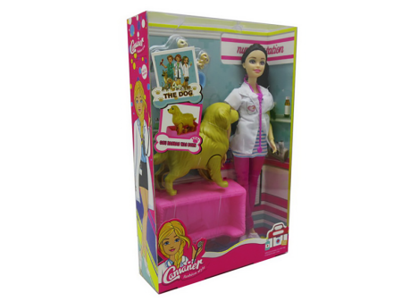 Papusi, plusuri, zane si figurine - Papusa veterinar si catel