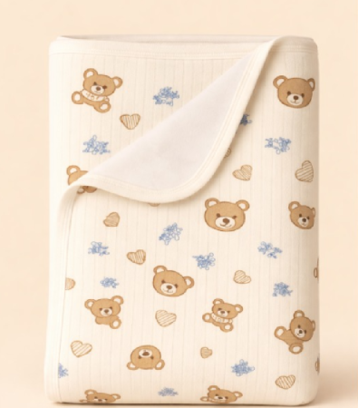 Păturele - Pătură din bumbac pieptănat , 85x75 cm, model ursuleț