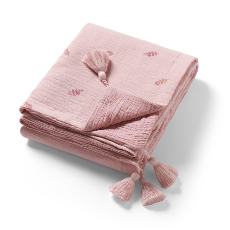 Păturele - Patura muselina premium pentru bebelusi, bumbac natural 4 straturi, model delicat, roz, Babyono