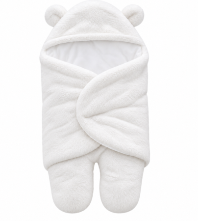 Haine bebe fetite - Paturica bebe, sistem de infasat, imblanita si cu capison, Brand Mini Molly, Alb