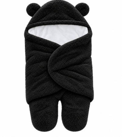 Haine bebe fetite - Paturica bebe, sistem de infasat, imblanita si cu capison, Brand Mini Molly, Black