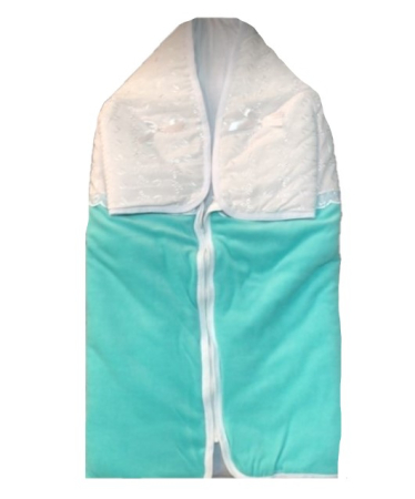 Haine botez - Paturica bebe,tip port bebe 2 in 1,cu dantela,albastra,80x80cm