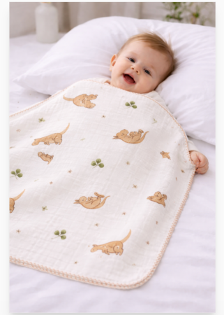 Păturele - Păturica muselină pentru bebeluși, model canguri