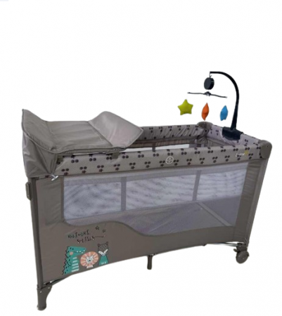 Patut bebelusi, L-Sun, cu laterala culisanta, pliabil, include masa de infasat, cu baldachin si jucarie carusel [5]