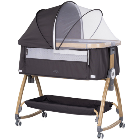 Pentru bebe - Patut co-sleeper Chipolino Charisma cu laterala culisanta charcoal wood