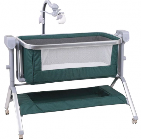 Patut copii, 3 in 1, transformabil in balansoar, Co-Sleeper, 5 trepte de inaltime, Carusel muzical inclus, Anticolici, Forma anatomica [1]