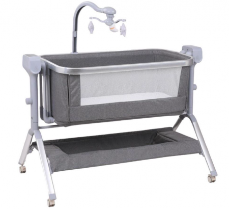 Patut copii, 3 in 1, transformabil in balansoar, Co-Sleeper, 5 trepte de inaltime, Carusel muzical inclus, Anticolici, Forma anatomica [4]