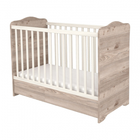 Patut din lemn - Patut copii din lemn cu sertar Hubners Sofia 120x60 cm crem nisip