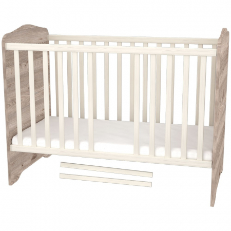 Patut copii din lemn cu sertar Hubners Sofia 120x60 cm crem nisip [4]
