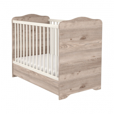 Patut copii din lemn cu sertar Hubners Sofia 120x60 cm crem nisip [1]