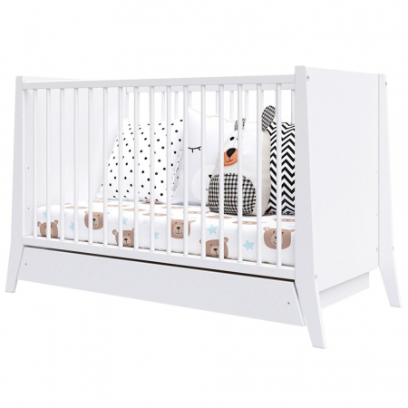 Patut copii din lemn Hubners Cosmo 120x60 cm alb cu sertar [1]