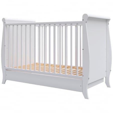Patut din lemn - Patut copii din lemn Hubners Mara 120x60 cm alb cu sertar