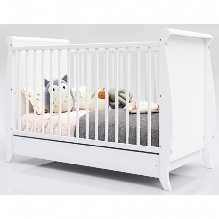 Patut copii din lemn Hubners Mara 120x60 cm alb cu sertar [1]