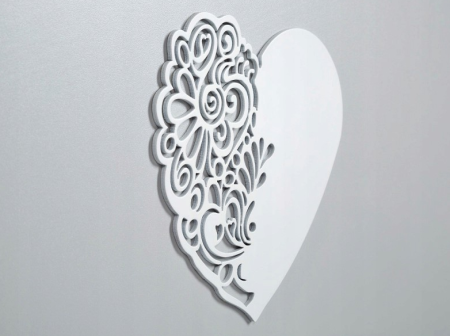 Patut copii din lemn KLUPS NEL Heart Alb Gri [1]