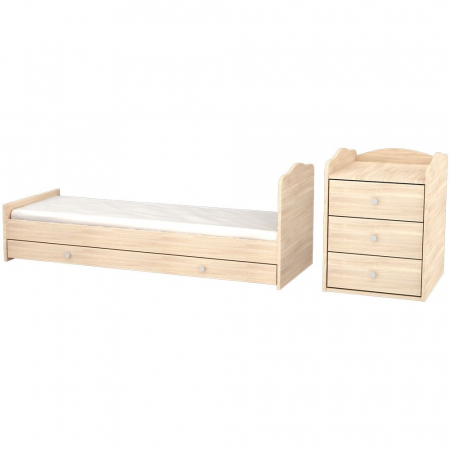 Patut copii transformabil din lemn cu 4 sertare Hubners Eva Kombi 120x60 cm natur [4]