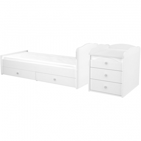 Patut copii transformabil din lemn cu 5 sertare Hubners Matei Maxi Kombi 120x70 cm alb [3]