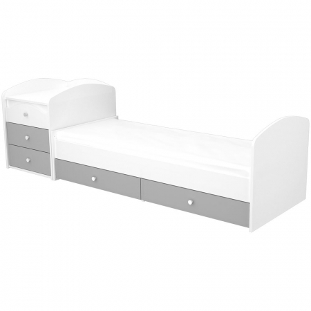 Patut copii transformabil din lemn cu 5 sertare Hubners Patrik Maxi Kombi 120x70 cm alb grafit [2]