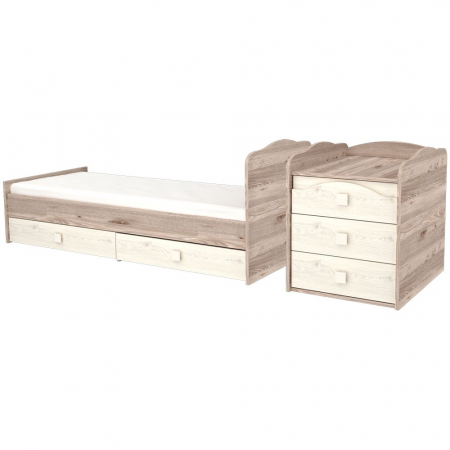 Patut copii transformabil din lemn cu 5 sertare Hubners Sofia Maxi Kombi 120x70 cm crem nisip [3]