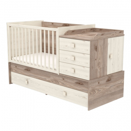 Patut copii transformabil din lemn cu 5 sertare Hubners Sofia Multi Kombi 120x70 cm crem nisip [1]