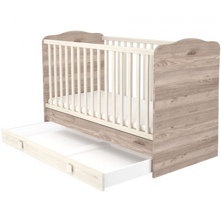 Patut copii transformabil din lemn cu sertar Hubners Sofia 140x70 cm crem nisip [1]