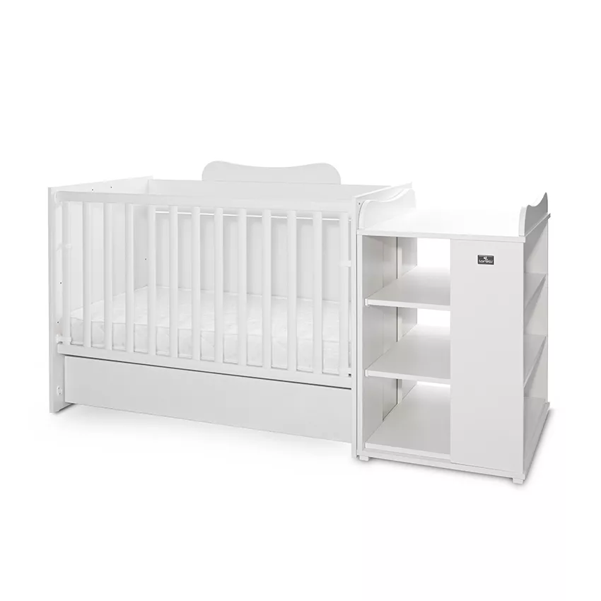 Patut din lemn - Patut modular multifunctional, 5 confirgurari diferite, 190 x 72 cm, Multi, White