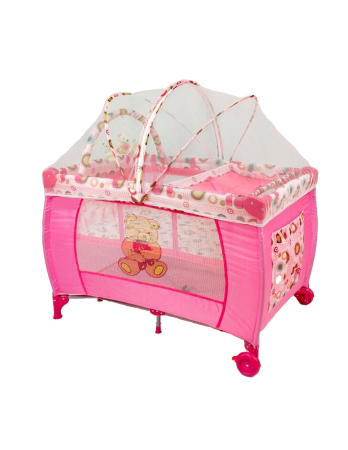 Patuturi si tarcuri pliabile - Patut pliabil, 2 in 1, 120x60cm, 2 nivele, roz