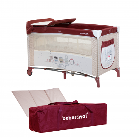 Pentru bebe - PATUT PLIABIL BEBE ROYAL LITTLE FRIENDS GRENA