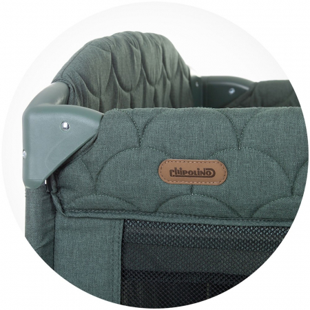 Patut pliabil Chipolino Merida aloe linen cu laterala culisanta [7]