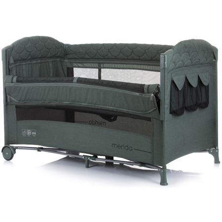 Patut pliabil Chipolino Merida aloe linen cu laterala culisanta [2]