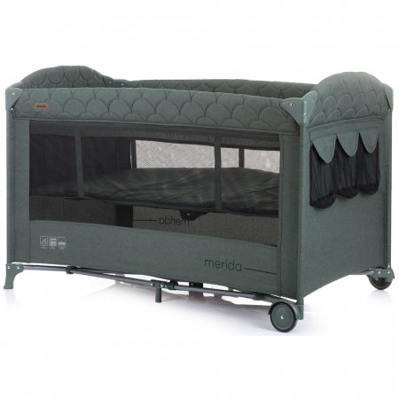 Patut pliabil Chipolino Merida aloe linen cu laterala culisanta [3]