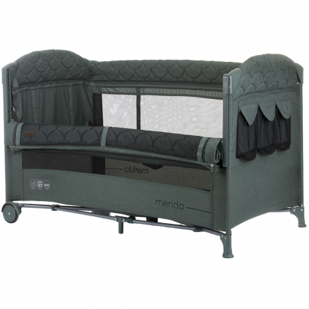 Patut pliabil Chipolino Merida aloe linen cu laterala culisanta [1]