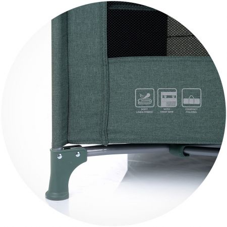 Patut pliabil Chipolino Merida aloe linen cu laterala culisanta [6]