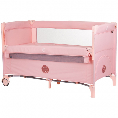 Patuturi si tarcuri pliabile - Patut pliabil Chipolino Relax flamingo linen cu laterala culisanta