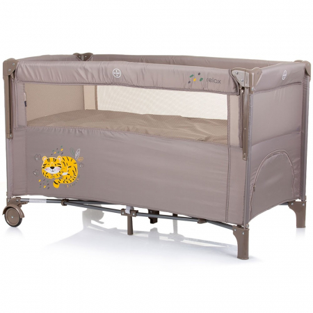 Patut pliabil Chipolino Relax macadamia tiger cu laterala culisanta [1]