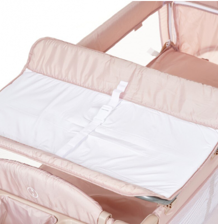 Patut pliabil, cu doua niveluri, laterala culisanta, Atestat SGS Elvetia, bej [8]