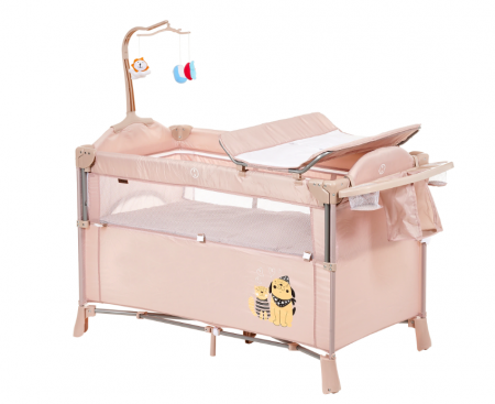 Patuturi si tarcuri pliabile - Patut pliabil, cu doua niveluri, laterala culisanta, Atestat SGS Elvetia, bej