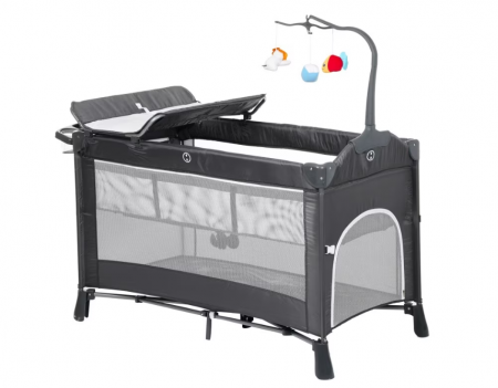 Patut pliabil, cu doua niveluri, laterala culisanta, Atestat SGS Elvetia, gri [4]