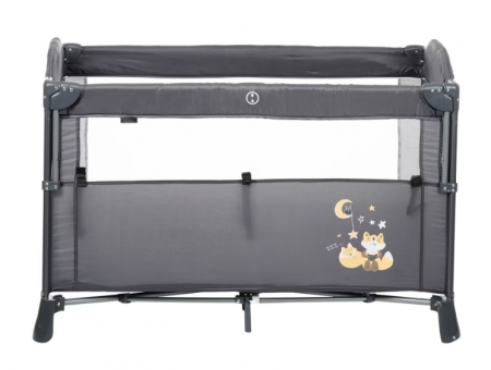 Patut pliabil, cu doua niveluri, laterala culisanta, Atestat SGS Elvetia, gri [3]