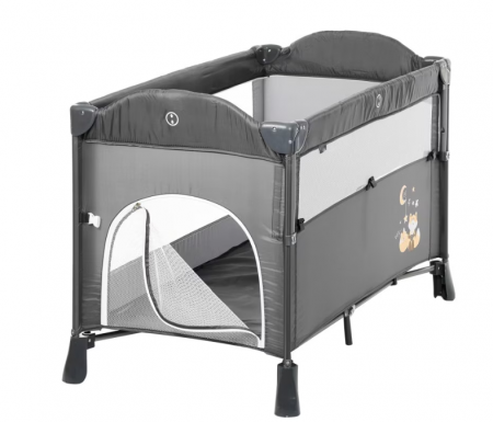 Patut pliabil, cu doua niveluri, laterala culisanta, Atestat SGS Elvetia, gri [5]