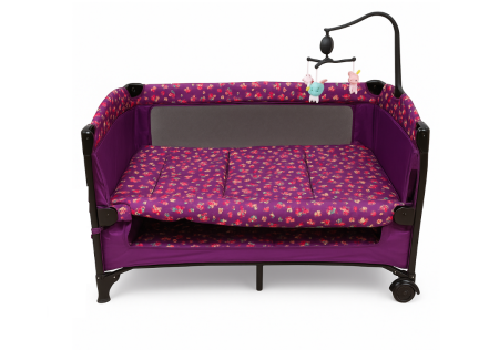 Patut pliabil, cu laterala culisanta, 2 niveluri, masa de infasat, carusel muzical, ciclame [1]