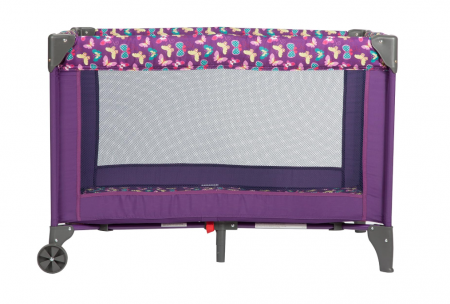 Patut pliabil, cu laterala culisanta, 2 niveluri, masa de infasat, carusel muzical, ciclame [4]