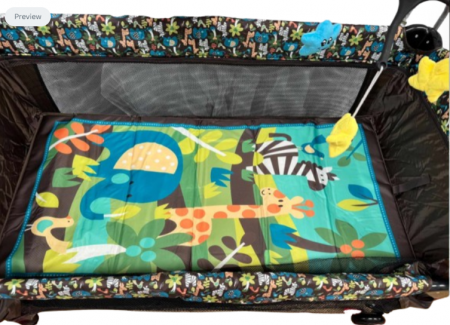 Patut pliabil, cu laterala culisanta, 2 niveluri, masa de infasat, carusel muzical, Multicolor [1]