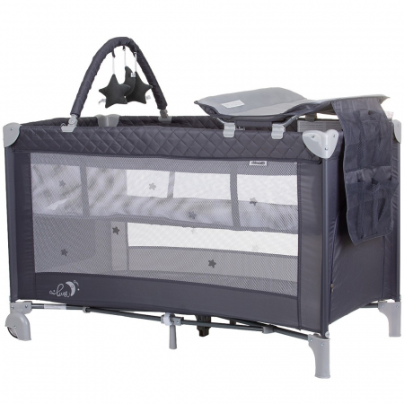 Patut bebe - Patut pliabil cu saltea de infasat Chipolino Luna granite